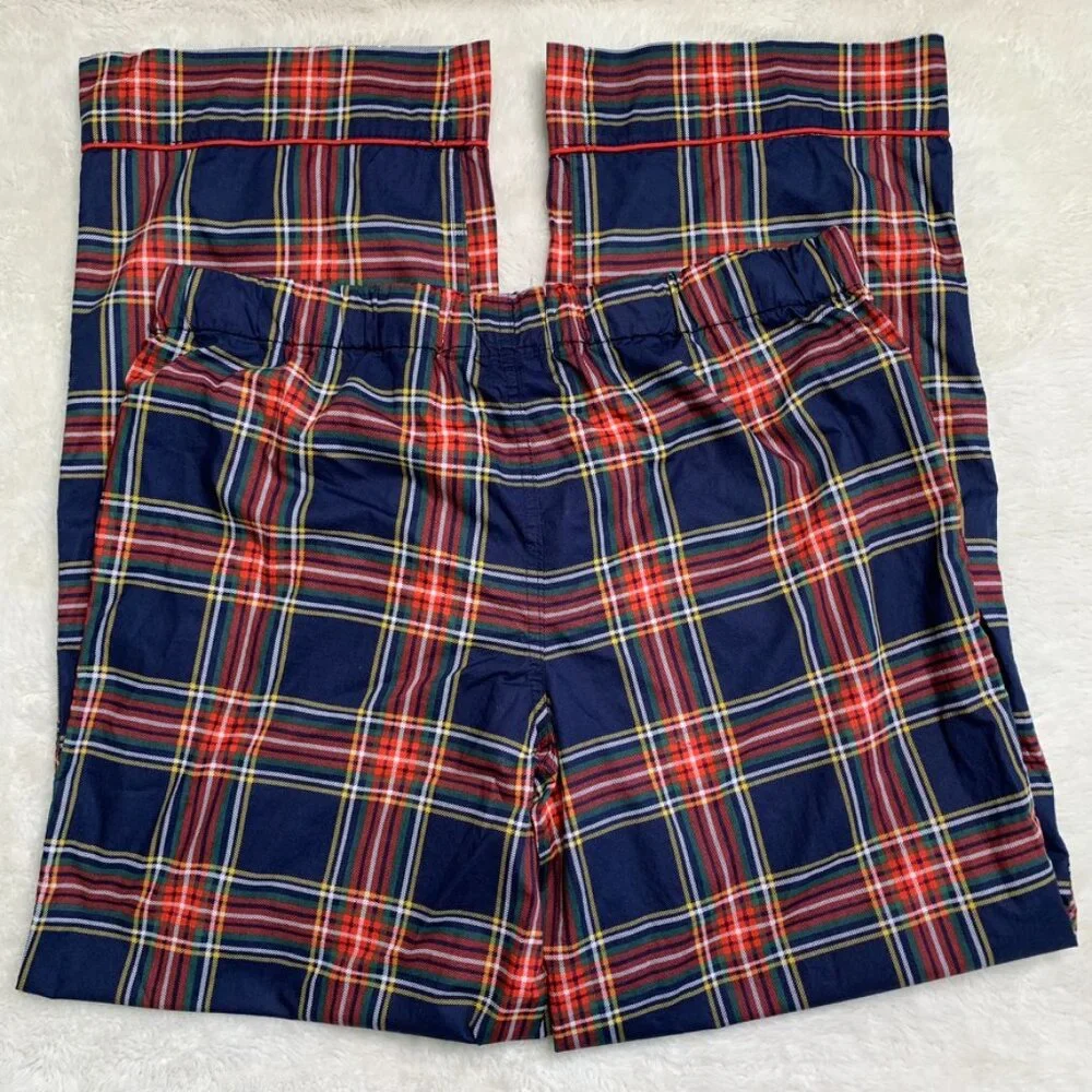 J. Crew Men’s 100% Cotton Red Blue Holiday Plaid Pajama Set Size Medium